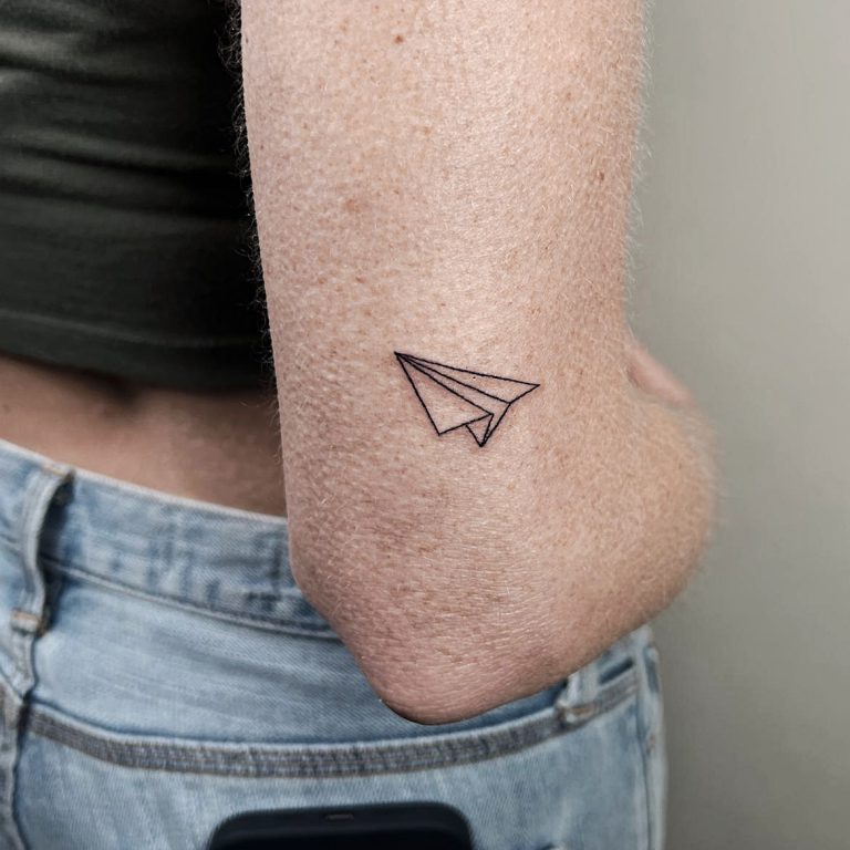Paper Plane Minimal Fine Line Tattoo