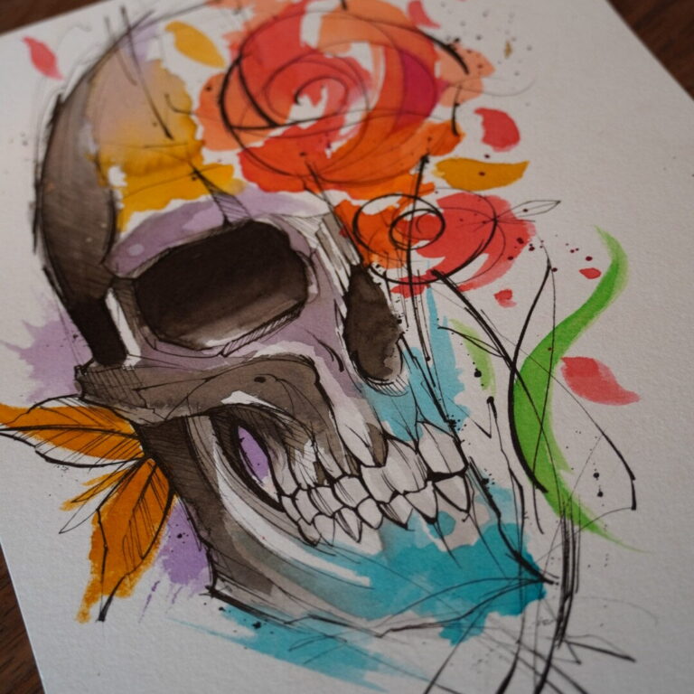 Felipe_Bernardes_Skullwithflower